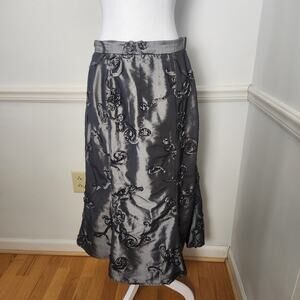 Vtg Midi Skirt Size 10 Womens Silver Textured Fairy Grunge Steampunk WhimsiGoth